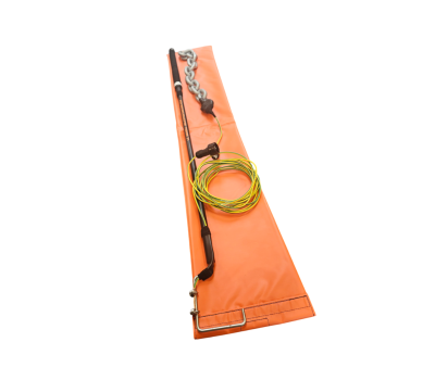 NATO-Specification Helicopter Static Discharge Pole c/w Storage Bag and 4kg Grounding Chain – Anti-Static Grounding Pole for External Sling Load Operations – Helicopter Earthing Probe