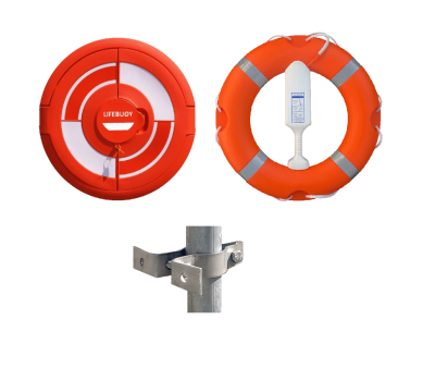 Lifebuoy, Line, Cabinet with Doors & Rail Clamps  - Includes Tamper Seal and Life Ring User Instructions -  Integrated SET 3B