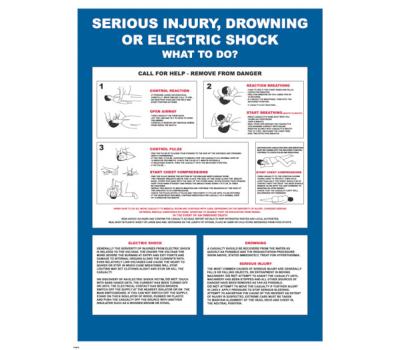 Serious Injury / Shock IMO Poster - Serious Injury, Drowning or Electric Shock IMO Poster - What to Do IMO-Compliant Guide 