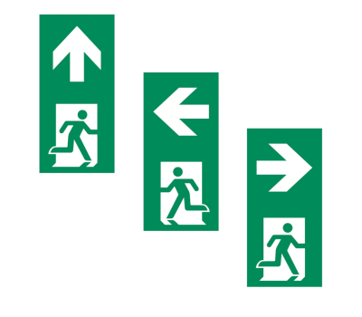 Vertical Safety Signs for Escape Route - Upright Safety Marker Decal Arrows for Evacuation Pathways - Safety Markers for Emergency Exit Route