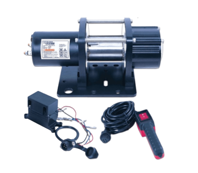 12v Davit Drum Winch - Stainless Steel Wire Rope & Davit Hook - Stainless Steel Wire Rope Davit Drum Winch - 12V with Davit Hook