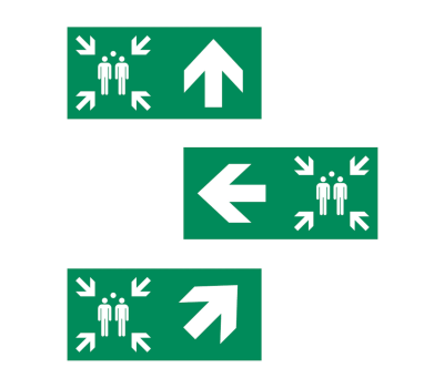 Assembly Point Land / Onshore Direction Safety Signs - Onshore Assembly Point Orientation Safety Markers - Assembly Point Land Directional Signs