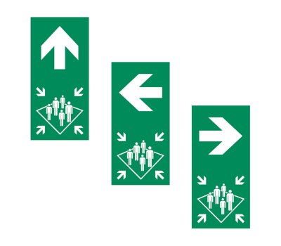 Vertical Escape Route Safety Sign for Assembly Station - Assembly Point Safety Sign Arrow Decal - Vertical Arrow Safety Sign for Assembly Points