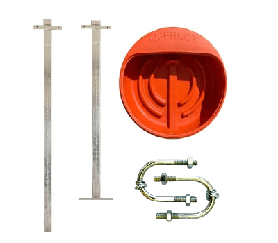 Budget Range 24" & 30" Lifebuoy Housing / Universal Cabinet Set with Galvanised Pole, Rail Clamps