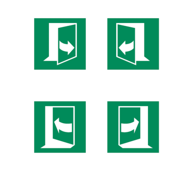 Door Opens by Pulling / Pushing Safety Sign - Escape Route Sign Directions for Opening Door - Open Door by Pull / Push Instructional Safety Signage