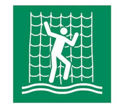 Safety Sign for Scramble Net - Escape Route Safety Signage for Scramble Net - Safety Decal for Location of Scramble Net MOB Equipment