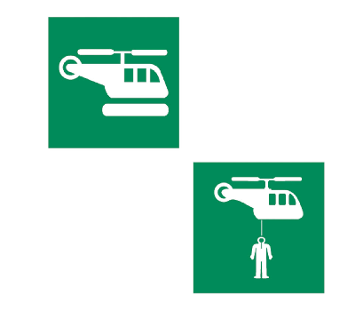 Helicopter Landing / Pick Up Area Safety Sign - Escape Route Signs for Helicopter Landing or Pick Up - Safety Signage Indicating Location of Helicopter Landing or Pick Up