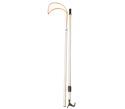 MOB Cradle Recovery Pole - 1.7m - 4.7m  - Telescopic Body Hook and Boat Hook Extension Pole for use with MOB Cradles - Body Recovery - Shepherds Crook