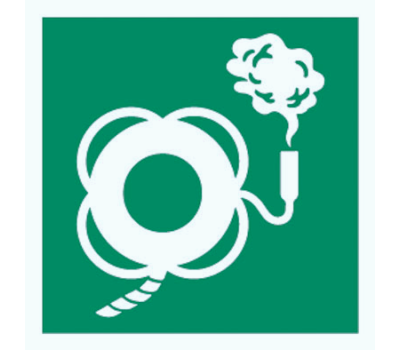 Lifebuoy with Smoke Signal Rescue Sign - Lifebuoy Line and Smoke Marker - IMO Compliant Safety Sign for Lifebuoy Equipment with Smoke Signal