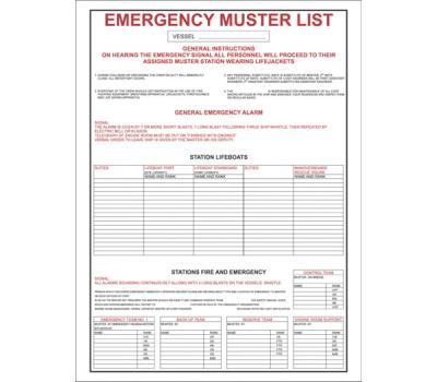 Emergency Muster List IMO Poster - IMO Poster for Emergency Muster List - General Instructions on Hearing Emergency Signal IMO Poster 
