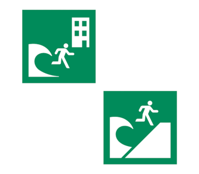 Tsunami Evacuation Safety Sign - Tidal Wave Emergency Safety Signage - Tsunami Emergency Evacuation Escape Route Signs