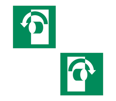 Safety Signage with 'Turn to Open' Directions - Instructional Escape Route Sign for Turning Door Open - Safety Signs for Escape Routes Turn to Open Door