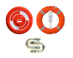 Lifebuoy Cabinet Set with Doors & Rail Clamps - Life Ring with Throwing Line & Tamper Seal