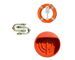 Lifebuoy , Throwing Line , Cabinet and Rail Clamps - Budget Range Complete Life buoy Set with Life ring, Housing, Throwing Line & Fixings for Railings