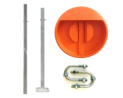 Lifebuoy Housing Set with Galvanised Pole & Rail Clamps - 24 & 30 Inch Life Ring Station