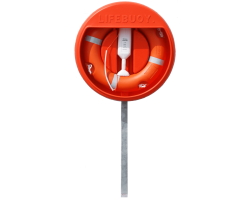 Lifebuoy, Line, Housing & Galv Pole - Sub-Surface Set for Concreting into Soft Ground - Life ring , Cabinet , Encapsulated Throwing Line and Galvanised Long Pole - SET 2C
