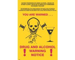 Drug and Alcohol Warning Notice IMO Poster - IMO Poster Warning Notice for Drugs and Alcoholic Substances - Alcohol, Drugs and Illicit Articles IMO Poster