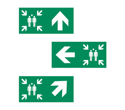 Assembly Point Land / Onshore Direction Safety Signs - Onshore Assembly Point Orientation Safety Markers - Assembly Point Land Directional Signs