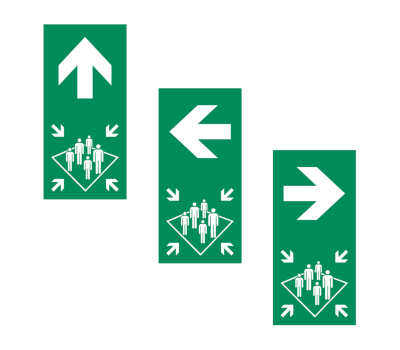 Vertical Escape Route Safety Sign for Assembly Station - Assembly Point Safety Sign Arrow Decal - Vertical Arrow Safety Sign for Assembly Points