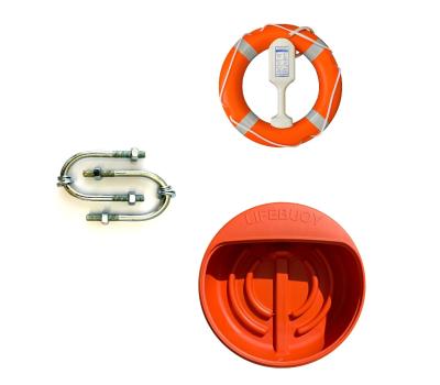 Lifebuoy , Throwing Line , Cabinet and Rail Clamps  - Budget Range Complete Life buoy Set with Life ring, Housing, Throwing Line & Fixings for Railings 
