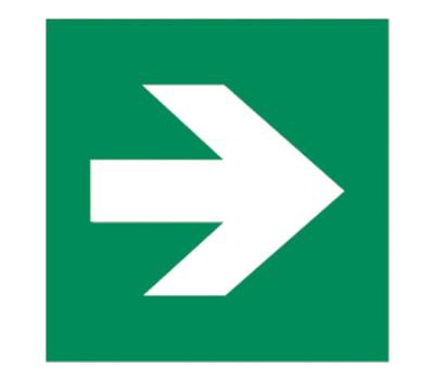 Escape Direction Arrow Sign 90° - Arrow Sign Indicating the Direction of Escape at a 90-degree Angle - Escape Direction Arrow Sign with a 90° Turn