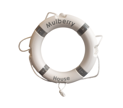 24 Inch White Lifebuoy and Lettering Option - Life Ring in White with Custom Lettering - White Lifebuoys 24" with Personalised Text