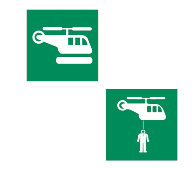 Helicopter Landing / Pick Up Area Safety Sign - Escape Route Signs for Helicopter Landing or Pick Up - Safety Signage Indicating Location of Helicopter Landing or Pick Up 