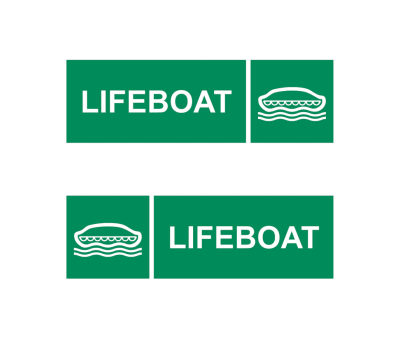 Lifeboat Signs Left and Right - Lifeboat Sign for Assembly Station Location - Lifeboat Safety Signage