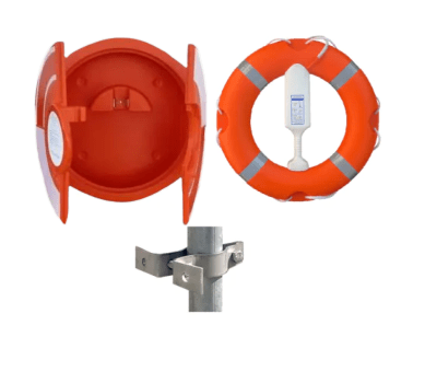 Integrated Lockable Lifebuoy Cabinet, Lifebuoy & Line with Rail Clamps