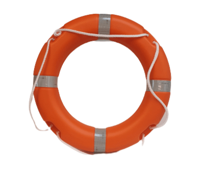 SOLAS Approved 24" High Quality Orange Life Ring - 2.5kg with SOLAS Approved Tape and Grab Lines - UK 2.5kg Lifebuoy SOLAS Retro-reflective Tape