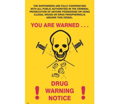 Drug Warning Notice IMO Poster - IMO Poster for Possession / Using of Illegal Drugs - Illegal Drugs or Drug Paraphernalia IMO Poster 