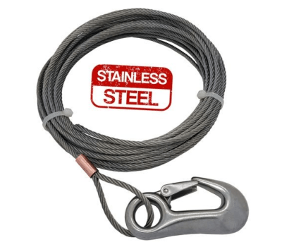 Stainless Steel Wire Rope with Fitted Winch Hook