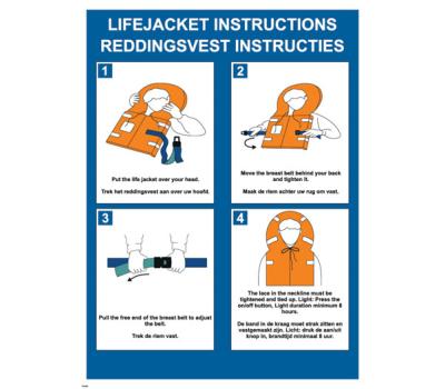 Lifejacket Instructions IMO Poster - IMO Poster for Lifejacket Donning Instructions - IMO-Compliant Lifejacket Donning Guide IMO Poster