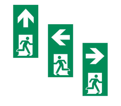 Vertical Safety Signs for Escape Route - Upright Safety Marker Decal Arrows for Evacuation Pathways - Safety Markers for Emergency Exit Route