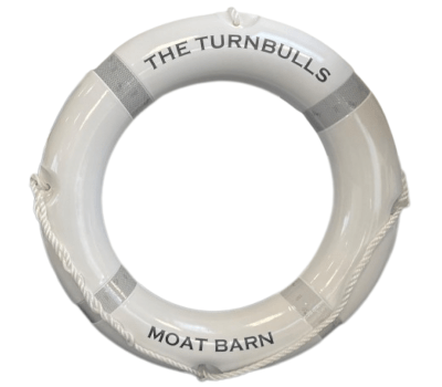 White Lifebuoy and Lettering Option - Life Ring in White with Custom Lettering - White Lifebuoys with Personalised Text