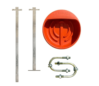 24 & 30 Inch Lifebuoy Housing Set with Galvanised Pole & Rail Clamp Mounting Options - Life Ring Station