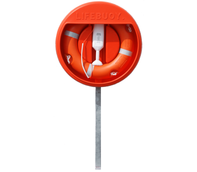 Lifebuoy, Line, Housing & Galv Pole - Sub-Surface Set for Concreting into Soft Ground - Life ring , Cabinet , Encapsulated Throwing Line and Galvanised Long Pole - SET 2C
