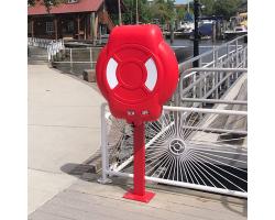 Guardian™ Surface-fixed Armortec Coated Post – Lifebuoy Housing Base Plate Pole – Lifebuoy Cabinet Mounting Pole for Hard Ground