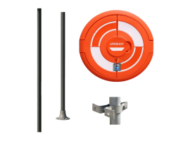 Integrated Lifebuoy Housing Range Set with 2 x Sub-Surface / Hard Surface GRP Poles, 1 x Rail Clamps Mounting Options