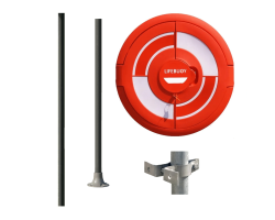 Integrated Lifebuoy Housing Range Set with 2 x Sub-Surface / Hard Surface GRP Poles, 1 x Rail Clamps Mounting Options