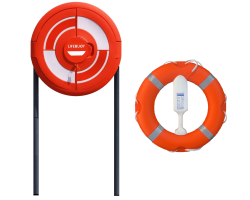 Lifebuoy, Line, Cabinet with Doors and GRP Poles  x 2 - Lifering Sub-Surface Housing Set for Concreting into Soft Ground - Tamper Seal included - Integrated SET 3C