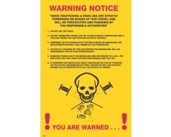 Drug Trafficking Warning Notice IMO Poster - IMO Poster for Warning of Drug Trafficking and Use - Drug & Trafficking Drugs are Forbidden IMO Poster