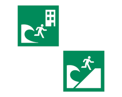 Tsunami Evacuation Safety Sign - Tidal Wave Emergency Safety Signage - Tsunami Emergency Evacuation Escape Route Signs