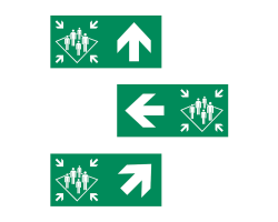 Assembly Station Direction Safety Signs -  Maritime Assembly Station Orientation Safety Markers - Assembly Station Directional Signage