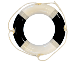 Black Lifebuoy and Lettering Option - Life Ring in Black with Custom Lettering - Black Lifebuoys with Personalised Text