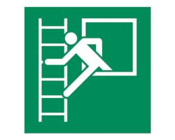 Safety Sign for Emergency Window with Escape Ladder - Emergency Window Safety Sign featuring Escape Ladder - Emergency Exit Window with Escape Ladder Sign