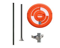Integrated Lifebuoy Housing Range Set with 2 x Sub-Surface / Hard Surface GRP Poles, 1 x Rail Clamps Mounting Options