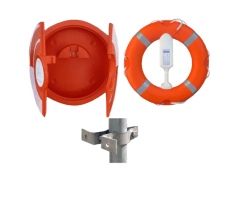 Integrated Lockable Lifebuoy Cabinet, Lifebuoy & Line with Rail Clamps