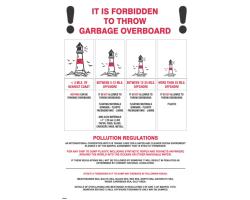 Forbidden to Throw Garbage Overboard IMO Poster - IMO Poster for Forbidden to Throw Garbage Overboard the Vessel - Garbage Overboard Forbidden IMO Poster 