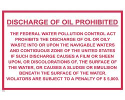 Discharge of Oil Prohibited IMO Poster - IMO Poster Prohibiting Discharge of Oil or Oily Waste - Federal Water Pollution Oil Discharge IMO Poster 